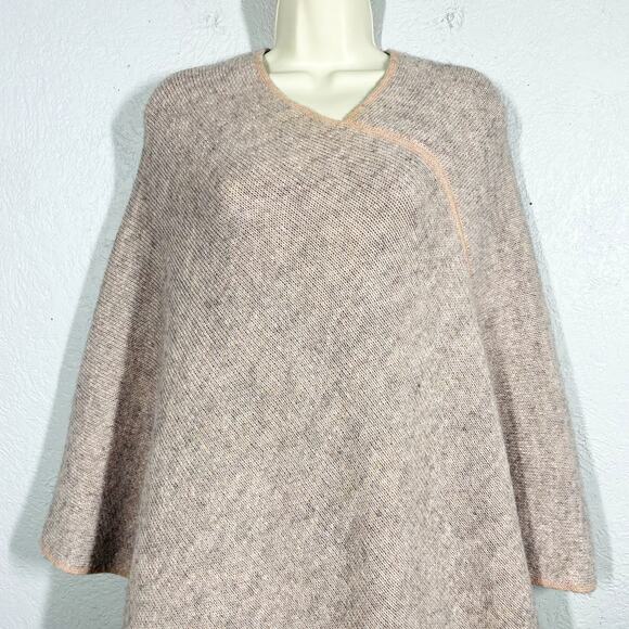 Fratelli Talli Wool Alpaca Poncho Shawl Shrug Knit Sweater Mauve Pink OSFA - Picture 2 of 4